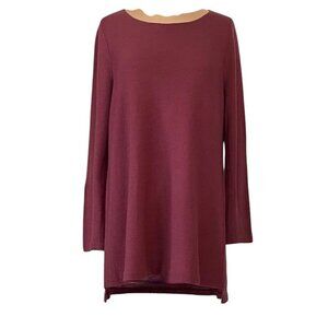 Eileen Fisher Purple Tunic Sweater Tencel Lightweight Knit Top Medium - 47613